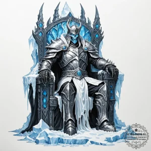 Lich king on a throne of ice and bone - эскиз тату (№1751467229_0, 02.07.2025 14:40) — tattoo-photo.ru