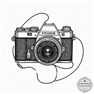 Vintage camera, tattoo drawing outline, on a... - эскиз тату (№1751467385_0, 02.07.2025 14:43) — tattoo-photo.ru