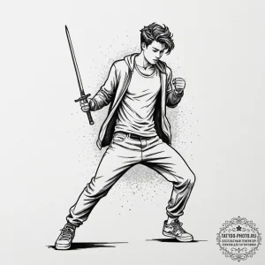 A linework tattoo of mugen's chaotic, break-d... - эскиз тату (№1751467937_0, 02.07.2025 14:52) — tattoo-photo.ru