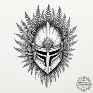A tattoo design of a slavic warrior's helmet... - эскиз тату (№1751468166_0, 02.07.2025 14:56) — tattoo-photo.ru
