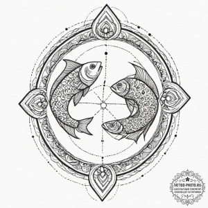 Tattoo design pisces fish dissolving into abs... - эскиз тату (№1751469215_0, 02.07.2025 15:13) — tattoo-photo.ru