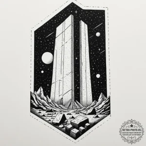 The monolith from 2001: a space odyssey, tatt... - эскиз тату (№1751469622_0, 02.07.2025 15:20) — tattoo-photo.ru