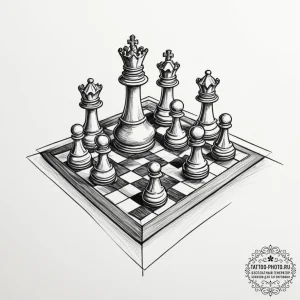 Tattoo sketch a stylized chessboard as a batt... - эскиз тату (№1751469785_0, 02.07.2025 15:23) — tattoo-photo.ru
