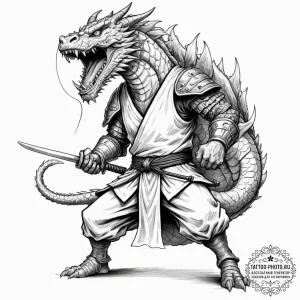 Tattoo design, a samurai warrior fighting not... - эскиз тату (№1751470875_0, 02.07.2025 15:41) — tattoo-photo.ru