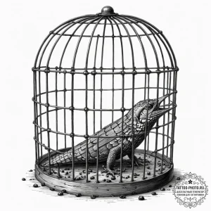 Tattoo design, a cage made of rifle barrels,... - эскиз тату (№1751471203_0, 02.07.2025 15:46) — tattoo-photo.ru