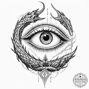Tattoo design, jormungandr's eye, with a viki... - эскиз тату (№1751471368_0, 02.07.2025 15:49) — tattoo-photo.ru