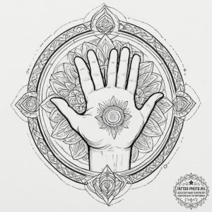 Tattoo design, a warrior's hand, scarred and... - эскиз тату (№1751472806_0, 02.07.2025 16:13) — tattoo-photo.ru