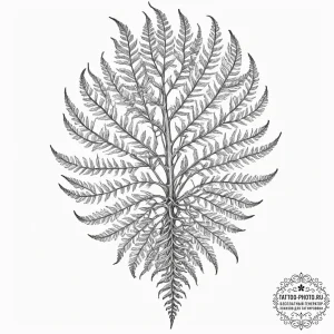 Tattoo design, a fern leaf, uncurling to reve... - эскиз тату (№1751473376_0, 02.07.2025 16:22) — tattoo-photo.ru