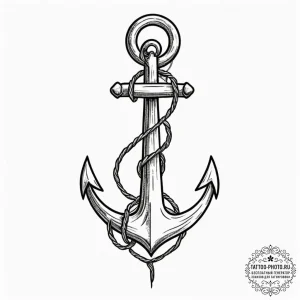 Tattoo design, handpoke style, a tiny anchor,... - эскиз тату (№1751474192_0, 02.07.2025 16:36) — tattoo-photo.ru