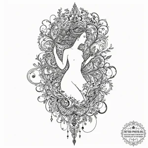 Tattoo design, a human silhouette filled with... - эскиз тату (№1751474273_0, 02.07.2025 16:37) — tattoo-photo.ru