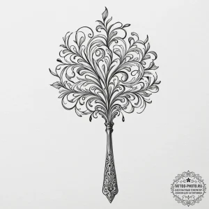 Tattoo design, a kitchen fork with one tine b... - эскиз тату (№1751474356_0, 02.07.2025 16:39) — tattoo-photo.ru
