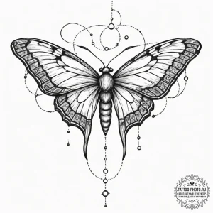 Tattoo design, a giant moth, its wing pattern... - эскиз тату (№1751474439_0, 02.07.2025 16:40) — tattoo-photo.ru