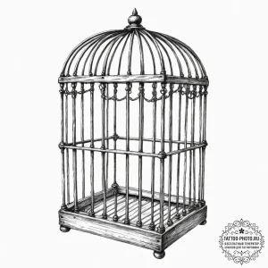 Tattoo design, a cage, its bars are made of p... - эскиз тату (№1751475934_0, 02.07.2025 17:05) — tattoo-photo.ru