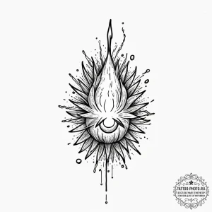 Tattoo design, handpoke style, a cartoon bomb... - эскиз тату (№1751476432_0, 02.07.2025 17:13) — tattoo-photo.ru