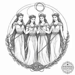 Tattoo design, the three fates (norns), weavi... - эскиз тату (№1751476855_0, 02.07.2025 17:20) — tattoo-photo.ru