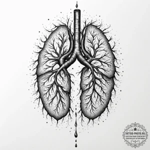 Tattoo design, a human lung, one side healthy... - эскиз тату (№1751476930_0, 02.07.2025 17:22) — tattoo-photo.ru