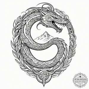 Tattoo design, jormungandr in the style of a... - эскиз тату (№1751477353_0, 02.07.2025 17:29) — tattoo-photo.ru