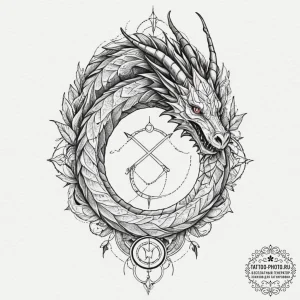 Tattoo sketch of norse dragon with broken hor... - эскиз тату (№1751477757_0, 02.07.2025 17:35) — tattoo-photo.ru