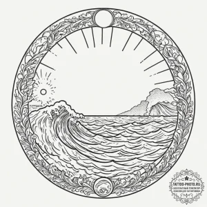 Tattoo design, a perfect circle, the top half... - эскиз тату (№1751478746_0, 02.07.2025 17:52) — tattoo-photo.ru