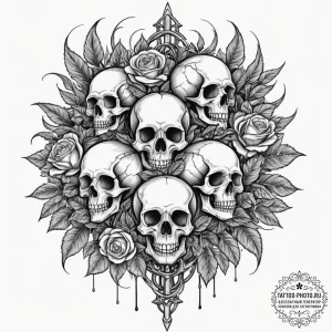 Tattoo design, a swarm of fpv drones stylized... - эскиз тату (№1751479083_0, 02.07.2025 17:58) — tattoo-photo.ru