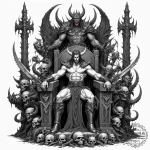 Tattoo sleeve design, demon lord's throne roo... - эскиз тату (№1751479246_0, 02.07.2025 18:00) — tattoo-photo.ru