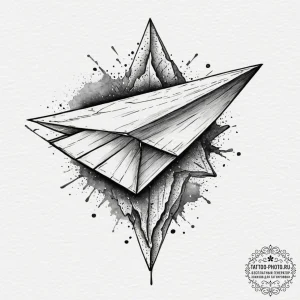 Tattoo design, handpoke style, a paper airpla... - эскиз тату (№1751479823_0, 02.07.2025 18:10) — tattoo-photo.ru