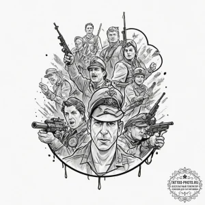 категория 4: фарс политики и цена войны - эскиз тату (№1751480067_0, 02.07.2025 18:14) — tattoo-photo.ru