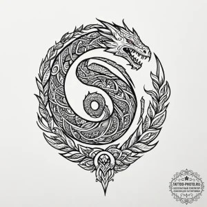 Tattoo design, jormungandr in the style of a... - эскиз тату (№1751480149_0, 02.07.2025 18:15) — tattoo-photo.ru
