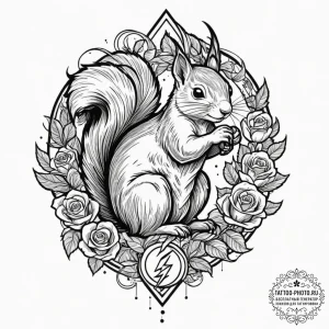 Tattoo design, ratatoskr the squirrel, as a b... - эскиз тату (№1751480494_0, 02.07.2025 18:21) — tattoo-photo.ru