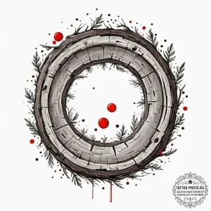 Tattoo design, a cross-section of a tree trun... - эскиз тату (№1751480655_0, 02.07.2025 18:24) — tattoo-photo.ru