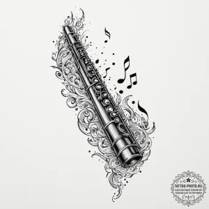 Tattoo sketch — bone flute carved with forgot... - эскиз тату (№1751482647_0, 02.07.2025 18:57) — tattoo-photo.ru