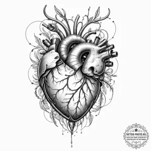 Tattoo design, an anatomical heart with a rec... - эскиз тату (№1751482727_0, 02.07.2025 18:58) — tattoo-photo.ru