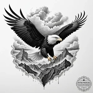 Tattoo design, the great eagle hraesvelgr at... - эскиз тату (№1751482809_0, 02.07.2025 19:00) — tattoo-photo.ru