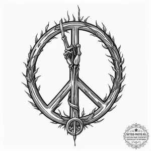 Tattoo design, a peace sign made from two bro... - эскиз тату (№1751484216_0, 02.07.2025 19:23) — tattoo-photo.ru