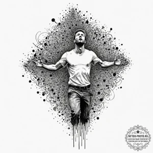 Tattoo design, a human silhouette dissolving... - эскиз тату (№1751484381_0, 02.07.2025 19:26) — tattoo-photo.ru