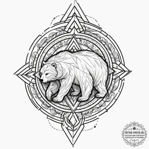Tattoo sketch of rune-covered bear made of mo... - эскиз тату (№1751484706_0, 02.07.2025 19:31) — tattoo-photo.ru