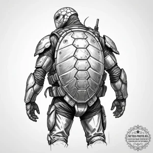 Tattoo design, a soldier's back, loaded with... - эскиз тату (№1751485115_0, 02.07.2025 19:38) — tattoo-photo.ru