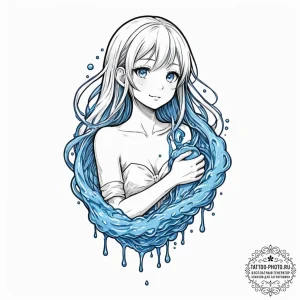 Tattoo sleeve design, slime companion, a cute... - эскиз тату (№1751485444_0, 02.07.2025 19:44) — tattoo-photo.ru