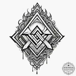 Tattoo design, a collage of viking symbols (v... - эскиз тату (№1751485607_0, 02.07.2025 19:46) — tattoo-photo.ru