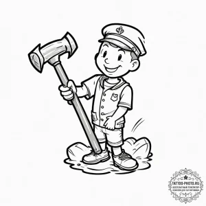 Tattoo design, handpoke style, a happy-lookin... - эскиз тату (№1751486507_0, 02.07.2025 20:01) — tattoo-photo.ru