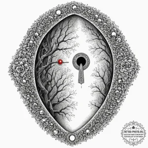 Tattoo design, a keyhole, looking through it... - эскиз тату (№1751486836_0, 02.07.2025 20:07) — tattoo-photo.ru