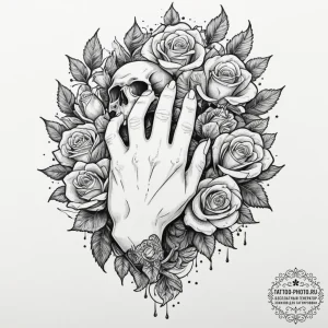 Tattoo sleeve design, the mangaka's hand, a c... - эскиз тату (№1751486999_0, 02.07.2025 20:09) — tattoo-photo.ru