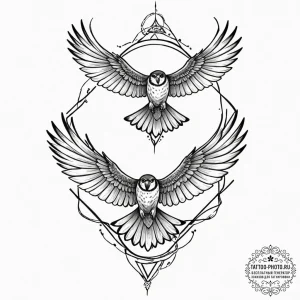 Tattoo design, an fpv drone and a diving falc... - эскиз тату (№1751487162_0, 02.07.2025 20:12) — tattoo-photo.ru