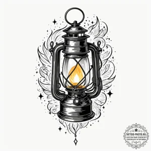 Tattoo design, a lantern, but instead of a ca... - эскиз тату (№1751488224_0, 02.07.2025 20:30) — tattoo-photo.ru
