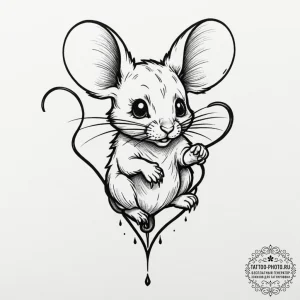 Tattoo design, handpoke style, a mouse cursor... - эскиз тату (№1751488714_0, 02.07.2025 20:38) — tattoo-photo.ru
