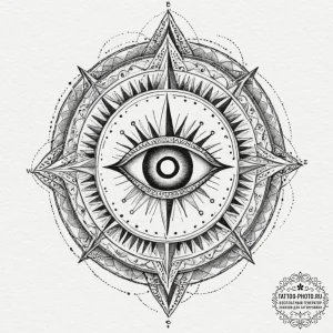Tattoo design, vegvisir compass, but the cent... - эскиз тату (№1751488813_0, 02.07.2025 20:40) — tattoo-photo.ru
