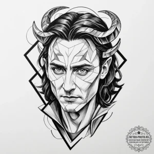 Tattoo design, a geometric portrait of loki,... - эскиз тату (№1751489219_0, 02.07.2025 20:46) — tattoo-photo.ru