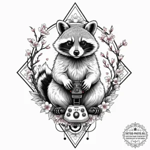 Tattoo design, a tanuki (raccoon dog spirit)... - эскиз тату (№1751489801_0, 02.07.2025 20:56) — tattoo-photo.ru