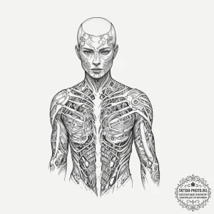 Tattoo sleeve design, sub-dermal armor, a per... - эскиз тату (№1751490046_0, 02.07.2025 21:00) — tattoo-photo.ru