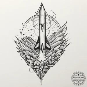 Tattoo design, the trajectory of a missile dr... - эскиз тату (№1751490128_0, 02.07.2025 21:02) — tattoo-photo.ru